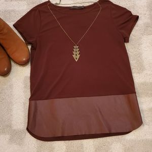 The Limited Knit Top with Faux Leather Bottom